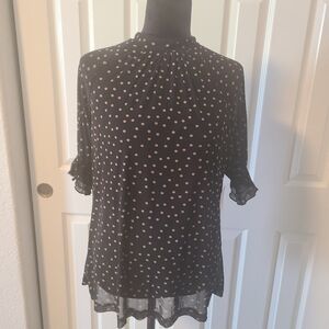 High neck polka dot blouse